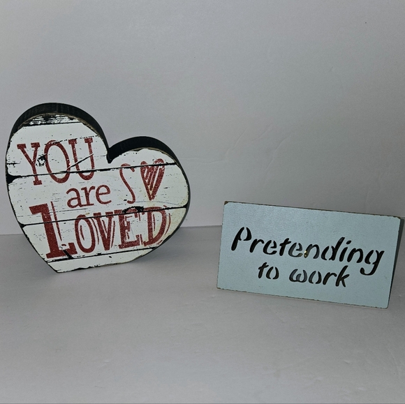 Other - Heart Shaped 'You Are Loved' Sign and 'Pretending to Work' Light-up Sign